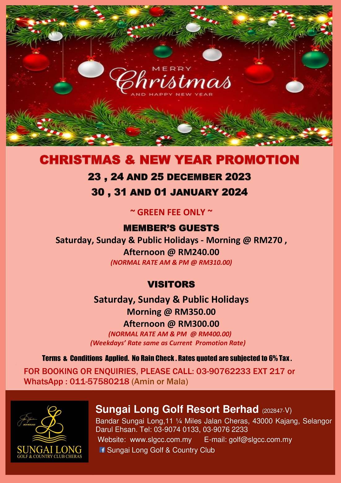 Sungai Long Golf & Country Club (SLGCC) CHRISTMAS & NEW YEAR 2024